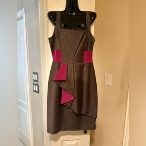 Badgley Mischka Taupe and Chocolate Dress
